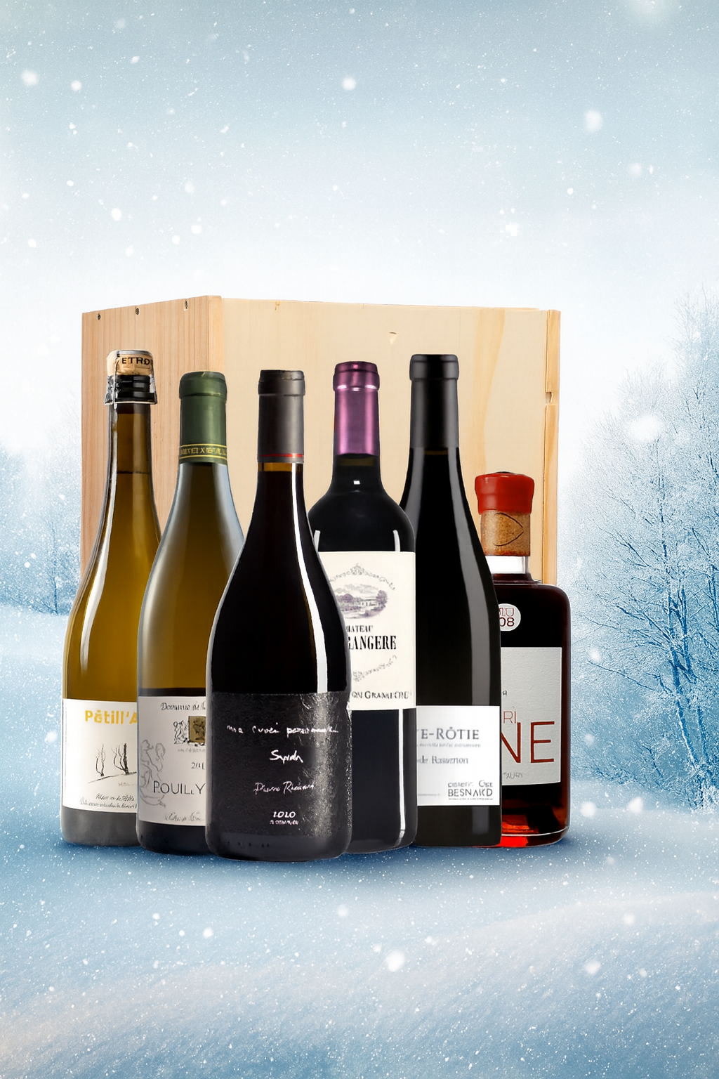 Coffret bois 6 bouteilles de Noël – Sélectionné par notre Sommelière